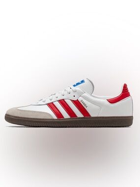 adidas Samba Low-Top Sneakers in White, Red & Brown